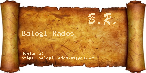 Balogi Rados névjegykártya